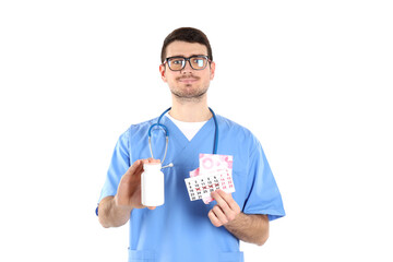 Young doctor gynecologist isolated on white background