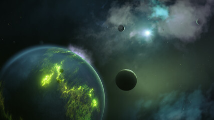Fototapeta na wymiar space nebula planet background