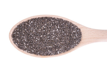 Chia seeds in a wooden spoon