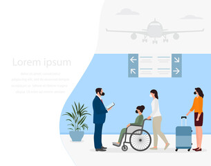 Vector Travel Airport People Tourist Wheelchair