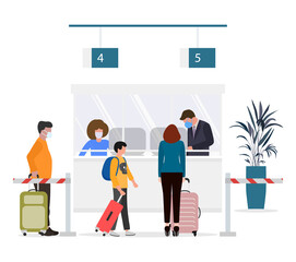 Covid Travel Airport Plane People Tourist Check in