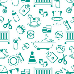 Vector Seamless Pattern Baby care Newborn Infant