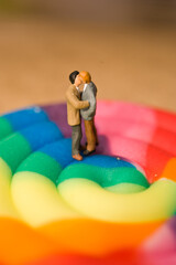 miniature figurines of a gay couple and rainbow colors