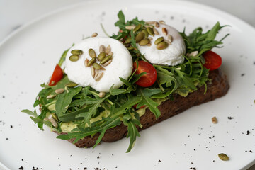 Traditional italian bruschetta with roasted tomatoes