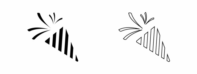 Party cracker flat simple line icons.