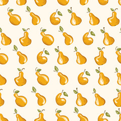 Seamless pattern with apple on white background. Natural delicious fresh ripe tasty fruit. Vector illustration for print, fabric, textile, banner, design. Stylized apples with leaves. Food concept