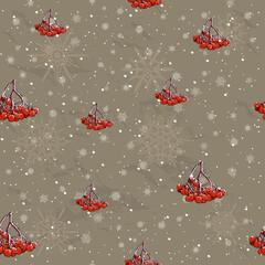 Seamless Christmas pattern with rowan ink style.