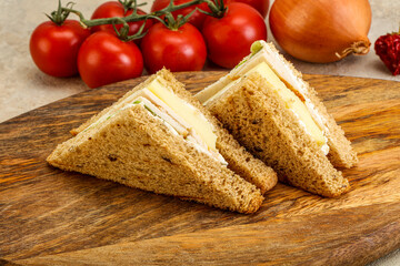 Club sandwich with chicken and cheese