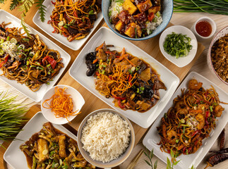 Set of Asian dishes
