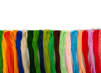 colorful threads isolated on white background