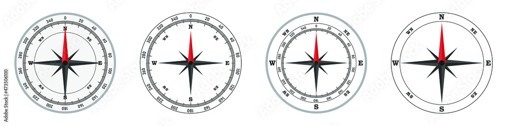 Canvas Prints compass icon. vector illustration. set of abstract compass symbols on white background