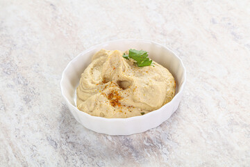 Traditional Jewish Hummus with olive oil