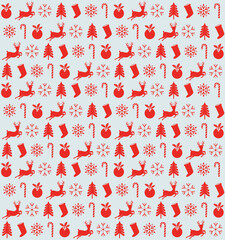 colored seamless border merry christmas and happy new year icons christmas pudding, holly, snowflakes, tree, deer, sock.