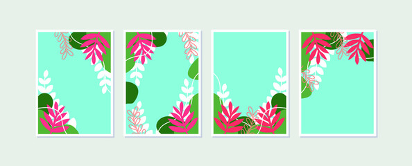 Fototapeta na wymiar Abstract Plant Art design for print, cover, wallpaper, minimal wall art and natural. Set 4 illustration botanical abstract wall arts vector collection. 