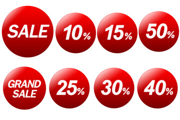 sale red label tags circle shape on white background