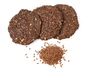 flaxseed crackers isolated on white background