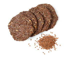 flaxseed crackers isolated on white background
