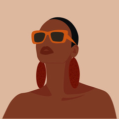 African American pretty girl. Female portrait. Black beauty concept. Vector Illustration of Black Woman. Great for avatars. Fashion, beauty