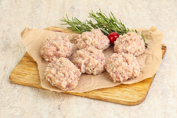 Traditional homemade raw pork meatballs