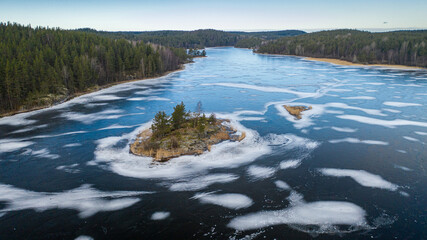 spring view of Lake Ladoga in ice