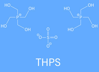 tetrakis(hydroxymethyl)phosphonium sulfate (THPS) biocide molecule. Skeletal formula.