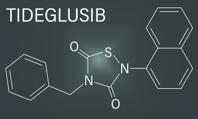 Tideglusib drug molecule. GSK-3 inhibitor. Skeletal formula.	