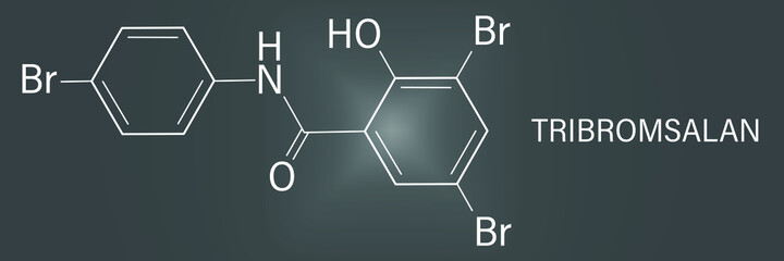 Tribromsalan disinfectant molecule. Skeletal formula.