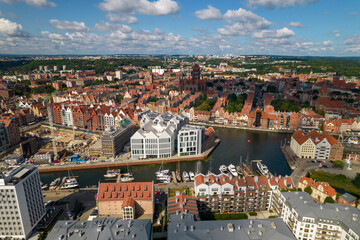 Gdansk. A city by the Baltic Sea on a sunny beautiful day. Aerial view over the seaside city of...