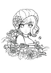 vector girl face anime style