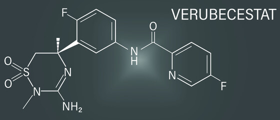 Verubecestat Alzheimer's disease drug molecule, BACE1 inhibitor. Skeletal formula.