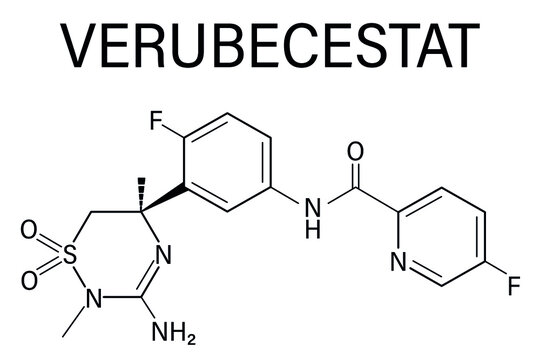 Verubecestat Alzheimer's disease drug molecule, BACE1 inhibitor. Skeletal formula.