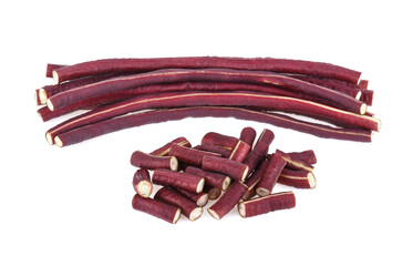 purple yardlong bean isolated on white background