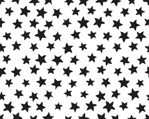 Seamless pattern with black stars on a white background