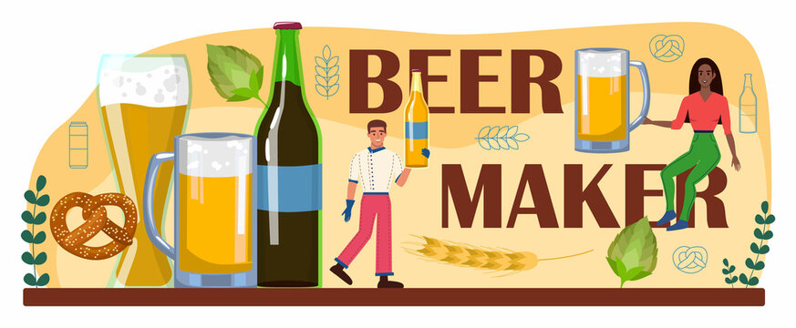 Beer maker typographic header. Craft beer production, modern brewing