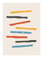 Minimal geometric hand painted background. Design for poster, wall decoration, cover. EPS10 vector template with simple shapes