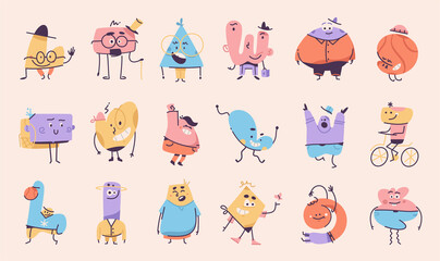 Cute abstract monsters characters set isolated.