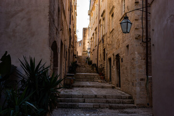 Street of ancient medieval city Dubrovnik. Croatia