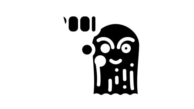 ghost fear animated glyph icon ghost fear sign. isolated on white background