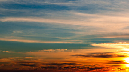 Beautiful sunset sky. Natural background.