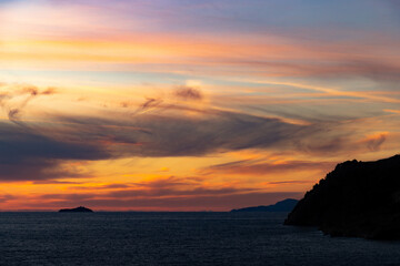 Naklejka na ściany i meble Cloudscape over the sea, sunset shot. Dubrovnik. Croatia.