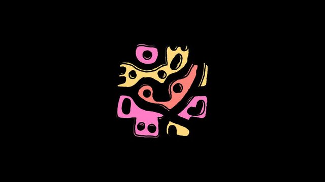 Symbol #. Animated Cartoon, grunge Curved lines, Shake twitch effect. 4K video. Alpha channel, transparent background. Abstract pattern on letter. Symbol # hashtag for title comics, game, ABC.