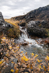 Small waterfall next to the Goðafoss Waterfall Iceland