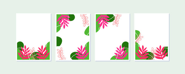 Fototapeta na wymiar Abstract Plant Art design for print, cover, wallpaper, minimal wall art and natural. Set 4 illustration botanical abstract wall arts vector collection. 