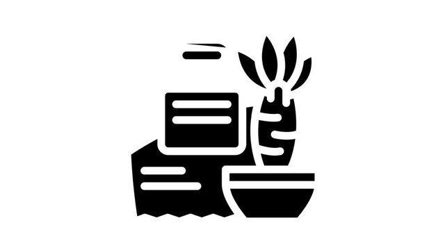 yucca food gluten free animated glyph icon yucca food gluten free sign. isolated on white background