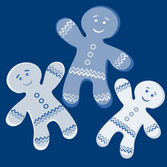 Illustration a square background - a gingerbread man, a festive curly cookie. Design element