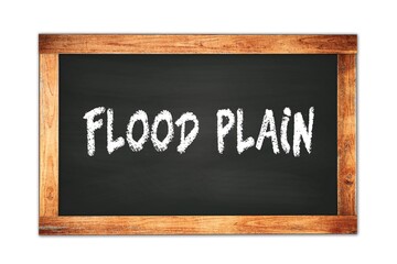 Obraz premium FLOOD PLAIN text written on wooden frame school blackboard.