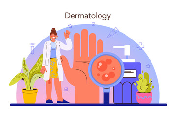 Dermatologist concept. Dermatology, skin care specialist. Acne and eczema - obrazy, fototapety, plakaty