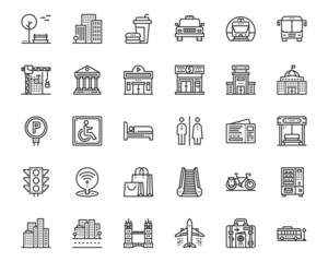 Elements City And Street Icons, Park, City, Building,