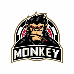 awesome monkey logo vector illustration © nrsha