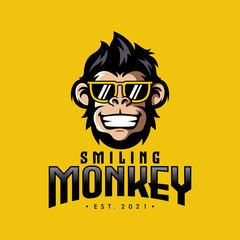 Monkey mascot logo vector. Animal vector illustration. Geek monkey logo. Chimpanzee vector logo design © nrsha